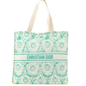 Dior Turquoise and Cream Tote Bag